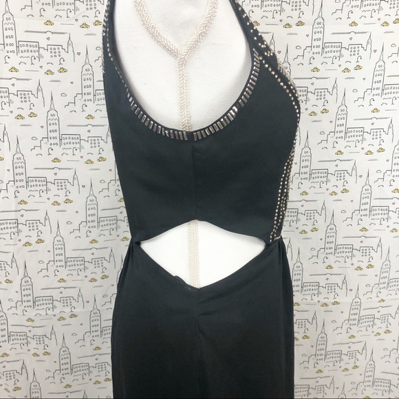 BEBE Embellished High Low Black Cutout Dress - Picture 6 of 7